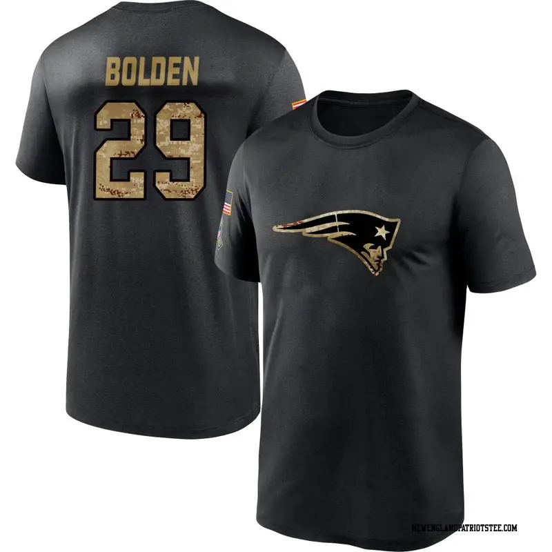 Men's New England Patriots ＃29 Isaiah Bolden Black 2020 Salute To Service Performance T-Shirt