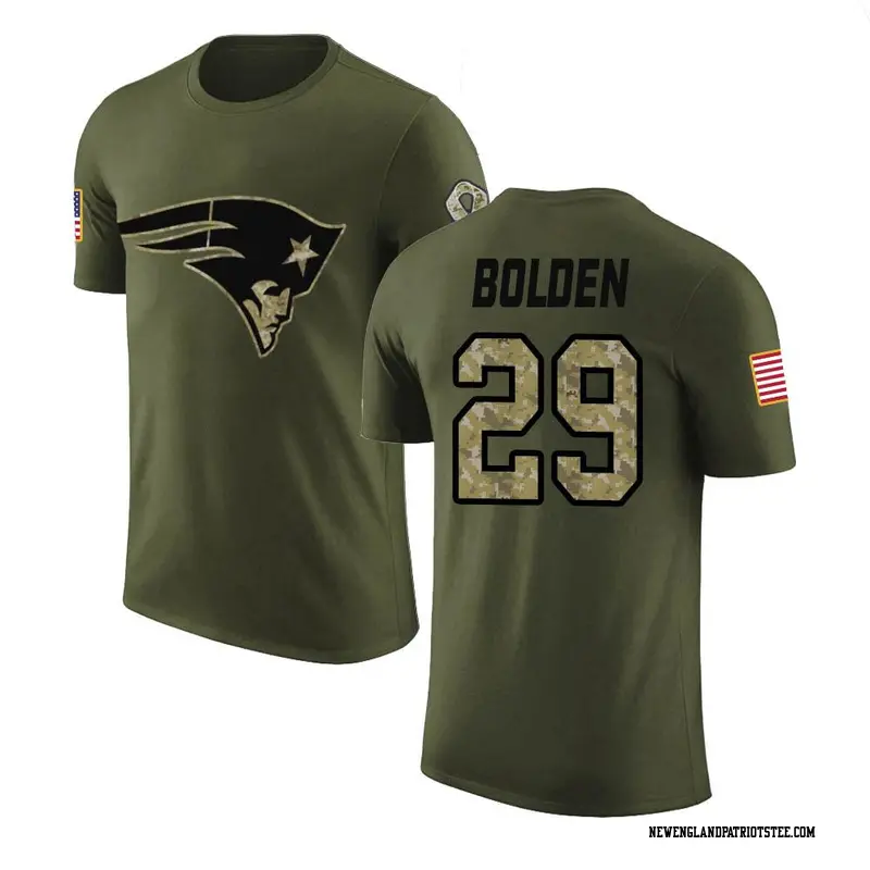 Men's New England Patriots ＃29 Isaiah Bolden Olive Salute to Service T-Shirt