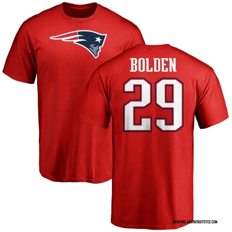 Men's New England Patriots ＃29 Isaiah Bolden Red Name & Number Logo T-Shirt