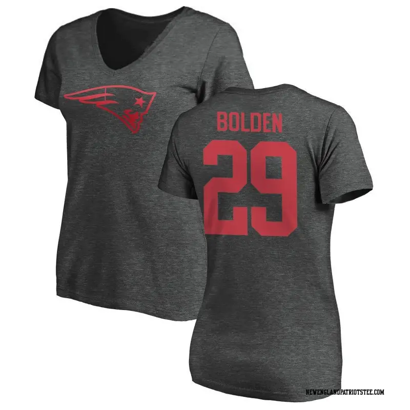 Women's New England Patriots ＃29 Isaiah Bolden Ash One Color T-Shirt