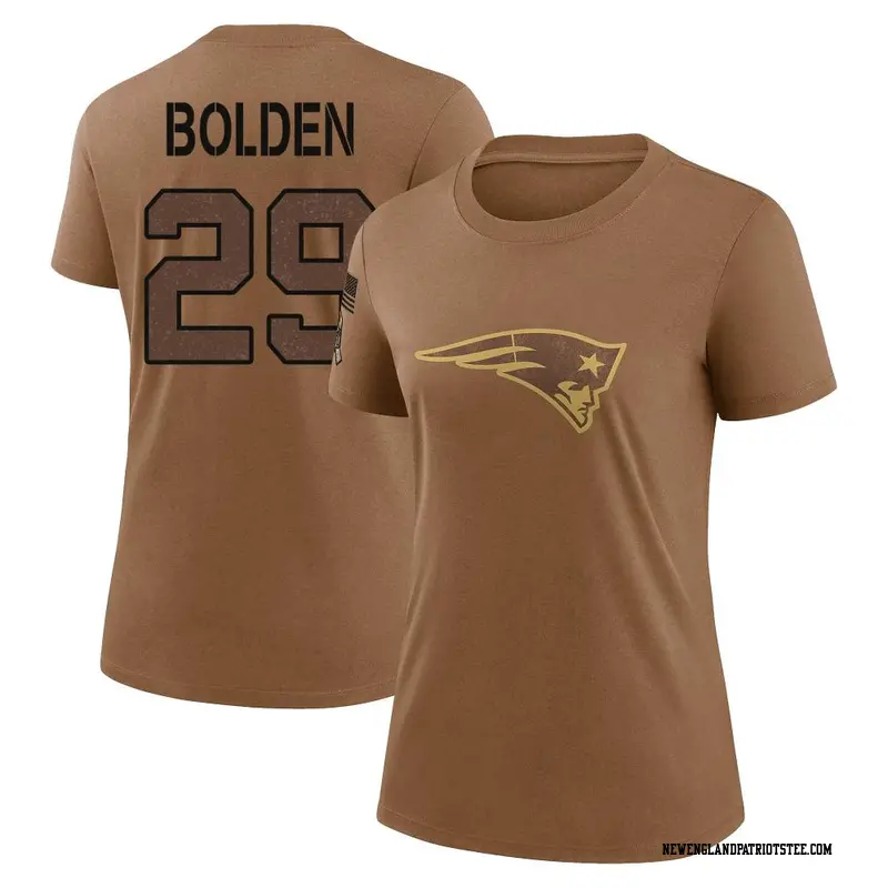 Women's New England Patriots ＃29 Isaiah Bolden Brown 2023 Salute To Service Performance T-Shirt