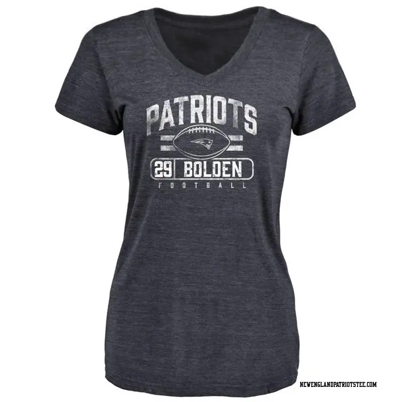 Women's New England Patriots ＃29 Isaiah Bolden Navy Flanker T-Shirt