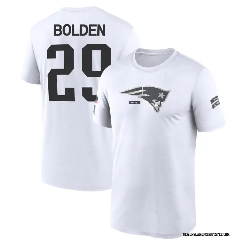 Youth New England Patriots ＃29 Isaiah Bolden White 2024 Salute to Service Performance T-Shirt